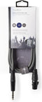 Nedis Gebalanceerde Audiokabel - XLR 3-Pins Female - 6,35 mm Male - Vernikkeld - 1.50 m - Rond - PVC - Donkergrijs - Kartonnen Sleeve