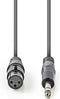 Nedis Gebalanceerde Audiokabel - XLR 3-Pins Female - 6,35 mm Male - Vernikkeld - 1.50 m - Rond - PVC - Donkergrijs - Kartonnen Sleeve