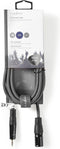 Nedis Gebalanceerde Audiokabel - XLR 3-Pins Male - 3,5 mm Male - Vernikkeld - 3.00 m - Rond - PVC - Donkergrijs - Kartonnen Sleeve