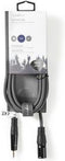 Nedis Gebalanceerde Audiokabel - XLR 3-Pins Male - 3,5 mm Male - Vernikkeld - 3.00 m - Rond - PVC - Donkergrijs - Kartonnen Sleeve