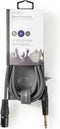 Nedis Gebalanceerde Audiokabel - XLR 3-Pins Male - 6,35 mm Male - Vernikkeld - 3.00 m - Rond - PVC - Donkergrijs - Kartonnen Sleeve