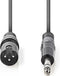 Nedis Gebalanceerde Audiokabel - XLR 3-Pins Male - 6,35 mm Male - Vernikkeld - 3.00 m - Rond - PVC - Donkergrijs - Kartonnen Sleeve