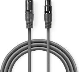 Nedis Gebalanceerde Audiokabel - XLR 3-Pins Male - XLR 3-Pins Female - Vernikkeld - 20.0 m - Rond - PVC - Donkergrijs - Gift Box