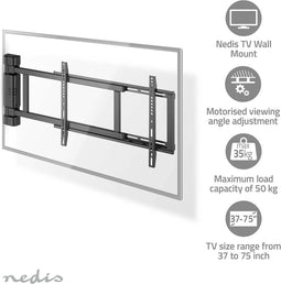 Nedis Gemotoriseerde TV Muurbeugel – 32-75" – 50 kg – Draaibaar – Zwart