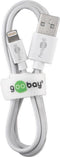 Nedis Goobay USB-A thuislader met 2 poorten en losse 8-pins Lightning - USB kabel - 2,4A / wit - 1 meter