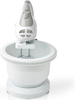 Nedis Handmixer - 200 W - 5-Snelheden - Turbo-functie - Draaikom / 2 Deeghaken / 2 Kloppers - Grijs / Wit