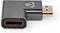 Nedis HDMI-Adapter - HDMI Connector / HDMI Male - HDMI Output - Verguld - Links Gehoekt - Aluminium - Gun Metal Grijs - 1 Stuks - Cover Window Box