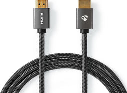 Nedis High Speed HDMI-Kabel met Ethernet - HDMI Connector - HDMI Connector - 4K@60Hz - ARC - 18 Gbps - 5.00 m - Rond - Katoen - Grijs / Gun Metal Grijs - Cover Window Box