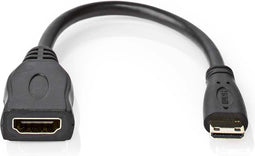 Nedis High Speed HDMI-Kabel met Ethernet - HDMI Mini-Connector - HDMI Output - 4K@30Hz - 10.2 Gbps - 0.20 m - Rond - PVC - Zwart - Doos