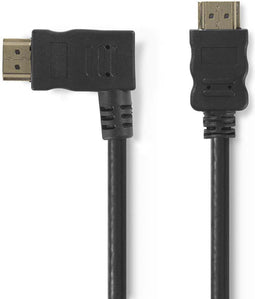 Nedis High Speed HDMI-Kabel met Ethernet - Links Gehoekte HDMI Connector - HDMI Connector - 4K@30Hz - 10.2 Gbps - 1.50 m - Rond - PVC - Zwart - Envelop