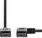 Nedis High Speed HDMI-Kabel met Ethernet - Rechts Gehoekte HDMI Connector - HDMI Connector - 4K@30Hz - 10.2 Gbps - 1.50 m - Rond - PVC - Zwart - Envelop