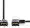 Nedis High Speed HDMI-Kabel met Ethernet - Rechts Gehoekte HDMI Connector - HDMI Connector - 4K@30Hz - 10.2 Gbps - 1.50 m - Rond - PVC - Zwart - Envelop