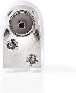 Nedis IEC (Coax) Connector - Gehoekt - Female - Vernikkeld - 75 Ohm - Schroef - Diameter kabelinvoer: 7.0 mm - Metaal / Polyvinylchloride (PVC) - Wit - 2 Stuks - Polybag