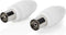 Nedis IEC (Coax) Connector - Recht - Female / Male - Vernikkeld - 75 Ohm - Schroef - Diameter kabelinvoer: 7.0 mm - Metaal / Polyvinylchloride (PVC) - Wit - 2 Stuks - Doos