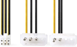 Nedis Interne Voedingskabel - 2x Molex Male - PCI-Express Female - Verguld - 0.20 m - Rond - PVC - Geel / Zwart - Polybag