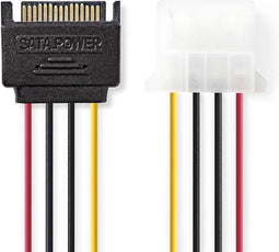 Nedis Interne Voedingskabel - SATA 15-Pins Male - Molex Female - Verguld - 0.15 m - Rond - PVC - Multicolour - Envelop