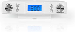 Nedis Keukenradio - Kastontwerp - FM - Netvoeding - Digitaal - 5 W - Zwart-Blauw Scherm - Wit / Zilver