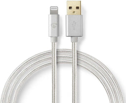 Nedis Lightning Kabel - USB 2.0 - Apple Lightning 8-Pins - USB-A Male - 480 Mbps - Verguld - 1.00 m - Rond - Gevlochten / Nylon - Aluminium - Cover Window Box
