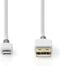 Nedis Lightning Kabel - USB 2.0 - Apple Lightning 8-Pins - USB-A Male - 480 Mbps - Verguld - 2.00 m - Rond - PVC - Grijs / Wit - Doos