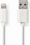 Nedis Lightning Kabel - USB 2.0 - Apple Lightning 8-Pins - USB-A Male - 480 Mbps - Vernikkeld - 1.00 m - Rond - PVC - Wit - Doos