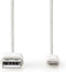 Nedis Lightning Kabel - USB 2.0 - Apple Lightning 8-Pins - USB-A Male - 480 Mbps - Verguld - 2.00 m - Rond - PVC - Grijs / Wit - Doos