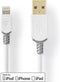 Nedis Lightning Kabel - USB 2.0 - Apple Lightning 8-Pins - USB-A Male - 480 Mbps - Verguld - 1.00 m - Rond - PVC - Grijs / Wit - Doos