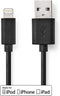 Nedis Lightning Kabel - USB 2.0 - Apple Lightning 8-Pins - USB-A Male - 480 Mbps - Vernikkeld - 1.00 m - Rond - PVC - Zwart - Doos