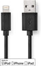 Nedis Lightning Kabel - USB 2.0 - Apple Lightning 8-Pins - USB-A Male - 480 Mbps - Vernikkeld - 2.00 m - Rond - PVC - Zwart - Doos