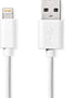 Nedis Lightning Kabel - USB 2.0 - Apple Lightning 8-Pins - USB-A Male - 480 Mbps - Vernikkeld - 2.00 m - Rond - PVC - Wit - Label