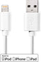 Nedis Lightning Kabel - USB 2.0 - Apple Lightning 8-Pins - USB-A Male - 480 Mbps - Vernikkeld - 1.00 m - Rond - PVC - Wit - Label