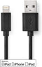 Nedis Lightning Kabel - USB 2.0 - Apple Lightning 8-Pins - USB-A Male - 480 Mbps - Vernikkeld - 2.00 m - Rond - PVC - Zwart - Label