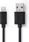 Nedis Lightning Kabel - USB 2.0 - Apple Lightning 8-Pins - USB-A Male - 480 Mbps - Vernikkeld - 2.00 m - Rond - PVC - Zwart - Polybag