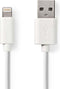 Nedis Lightning Kabel - USB 2.0 - Apple Lightning 8-Pins - USB-A Male - 480 Mbps - Vernikkeld - 1.00 m - Rond - PVC - Wit - Envelop