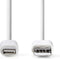 Nedis Lightning Kabel - USB 2.0 - Apple Lightning 8-Pins - USB-A Male - 480 Mbps - Vernikkeld - 2.00 m - Rond - PVC - Wit - Label