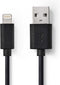 Nedis Lightning Kabel - USB 2.0 - Apple Lightning 8-Pins - USB-A Male - 480 Mbps - Vernikkeld - 1.00 m - Rond - PVC - Zwart - Doos