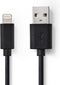 Nedis Lightning Kabel - USB 2.0 - Apple Lightning 8-Pins - USB-A Male - 480 Mbps - Vernikkeld - 1.00 m - Rond - PVC - Zwart - Polybag