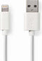Nedis Lightning Kabel - USB 2.0 - Apple Lightning 8-Pins - USB-A Male - 480 Mbps - Vernikkeld - 3.00 m - Rond - PVC - Wit - Polybag