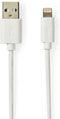Nedis Lightning Kabel - USB 2.0 - Apple Lightning 8-Pins - USB-A Male - 480 Mbps - Verguld - 2.00 m - Rond - PVC - Grijs / Wit - Doos