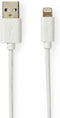 Nedis Lightning Kabel - USB 2.0 - Apple Lightning 8-Pins - USB-A Male - 480 Mbps - Verguld - 1.00 m - Rond - PVC - Grijs / Wit - Doos