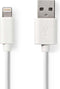 Nedis Lightning Kabel - USB 2.0 - Apple Lightning 8-Pins - USB-A Male - 480 Mbps - Vernikkeld - 3.00 m - Rond - PVC - Wit - Doos