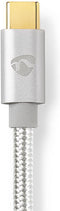 Nedis Lightning Kabel - USB 2.0 - Apple Lightning 8-Pins - USB-C Male - 480 Mbps - Verguld - 1.00 m - Rond - Gevlochten / Nylon - Aluminium / Zilver - Cover Window Box