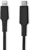 Nedis Lightning Kabel - USB 2.0 - Apple Lightning 8-Pins - USB-C Male - 480 Mbps - Vernikkeld - 2.00 m - Rond - PVC - Zwart - Doos
