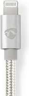 Nedis Lightning Kabel - USB 2.0 - Apple Lightning 8-Pins - USB-C Male - 480 Mbps - Verguld - 1.00 m - Rond - Gevlochten / Nylon - Aluminium / Zilver - Cover Window Box