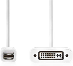 Nedis Mini DisplayPort-Kabel - DisplayPort 1.2 - Mini-DisplayPort Male - DVI-I 24+5-Pins Female - 21.6 Gbps - Vernikkeld - 0.20 m - Rond - PVC - Wit - Polybag