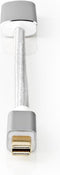 Nedis Mini DisplayPort-Kabel - DisplayPort 1.2 - Mini-DisplayPort Male - HDMI Output - 21.6 Gbps - Verguld - 0.20 m - Rond - Gevlochten - Zilver - Cover Window Box