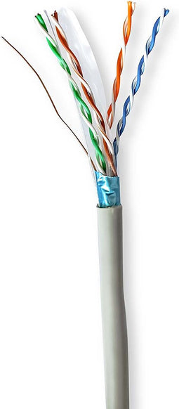 Nedis Netwerk Kabel Rol - CAT6 - Solid - F/UTP - CCA - 305.0 m - Binnenshuis - Rond - PVC - Grijs - Trekdoos