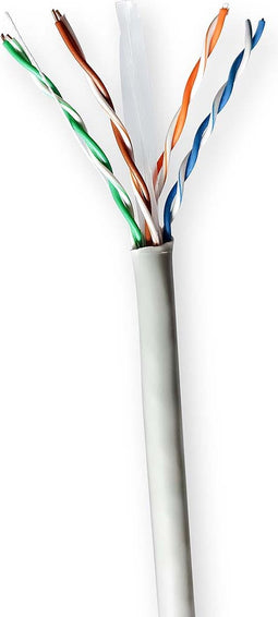 Nedis Netwerk Kabel Rol - CAT6 - Solid - U/UTP - CCA - 100.0 m - Binnenshuis - Rond - PVC - Grijs - Trekdoos
