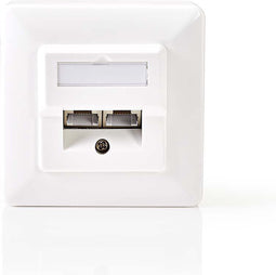 Nedis Netwerk Wanddoos - Inbouw - 2 poort(en) - CAT5e - Recht - Female - Goud Verguld - PVC - Wit - Envelop