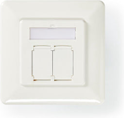 Nedis Netwerk Wanddoos - Inbouw - 2 poort(en) - CAT6a - Recht - Female - Goud Verguld - PVC - Wit - Envelop
