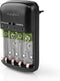 Nedis NiMH-Batterijlader AA / AAA - 1.2 / 9 V DC - 0.5 A - Druppelladen - Type C (CEE 7/16) - Batterijtype: AA / AAA / E-Blok (9V) - Zwart